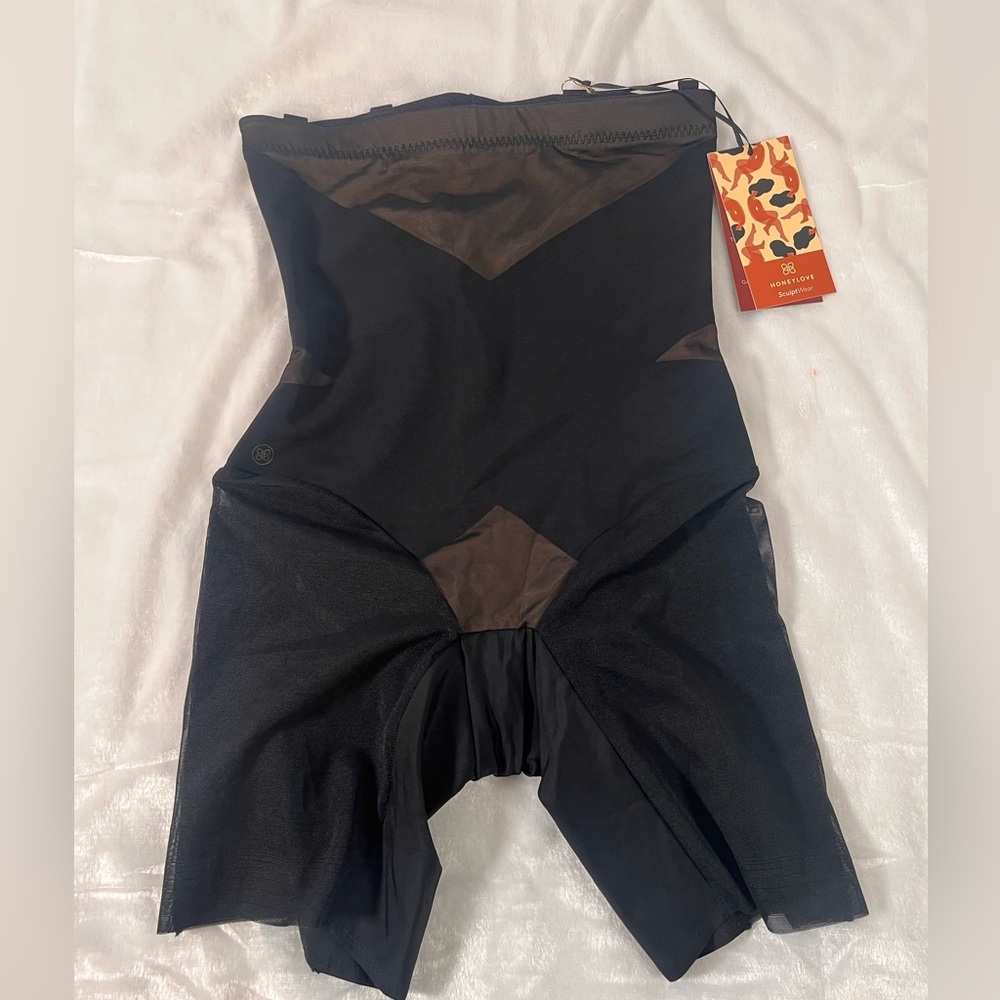 Honeylove Black High-Waist Long Leg Sculpting Bodysuit
